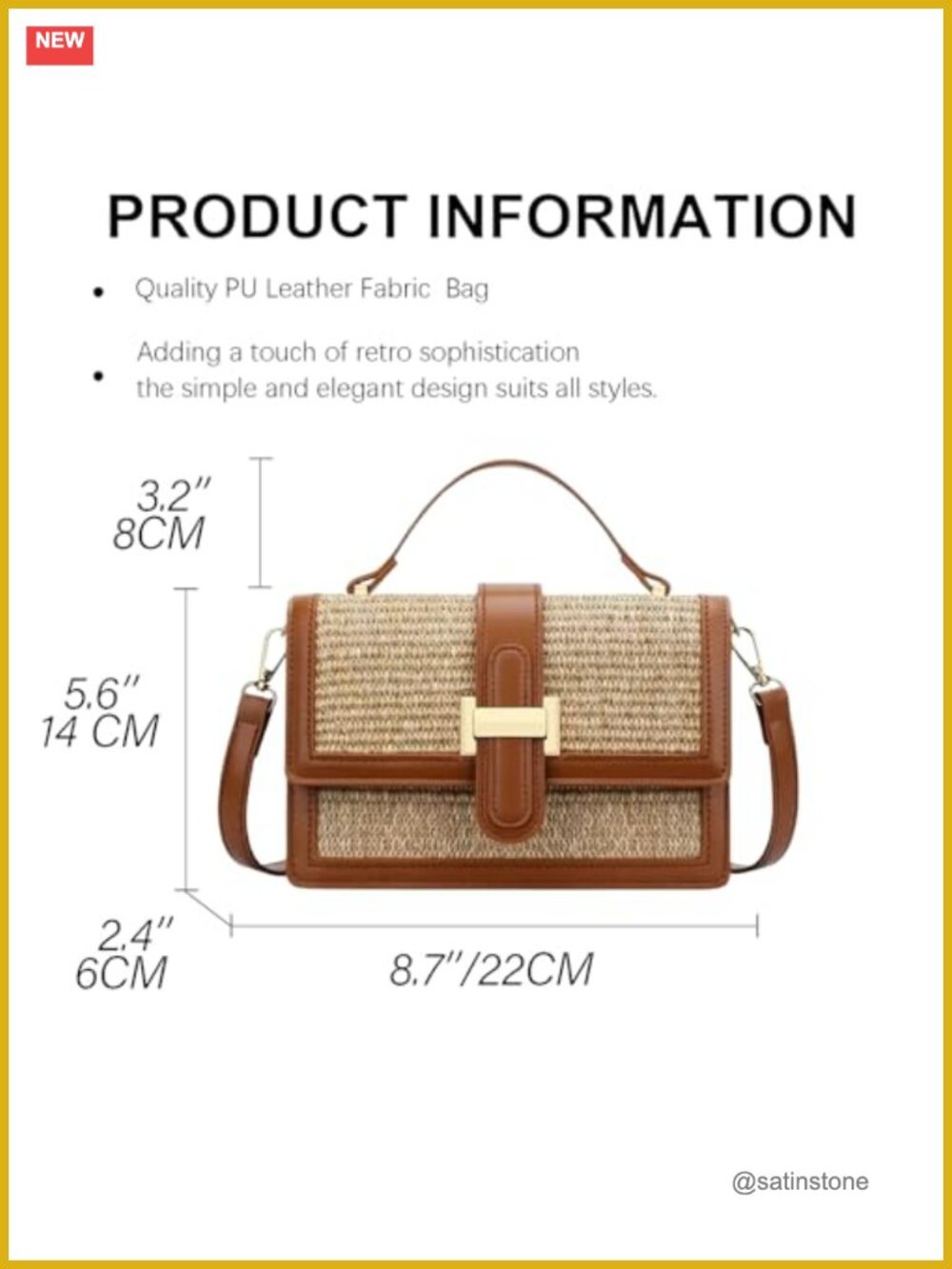 Straw Crossbody Bag for Women Summer Purse Top Handle Beach Handbag - Picture 6 of 7